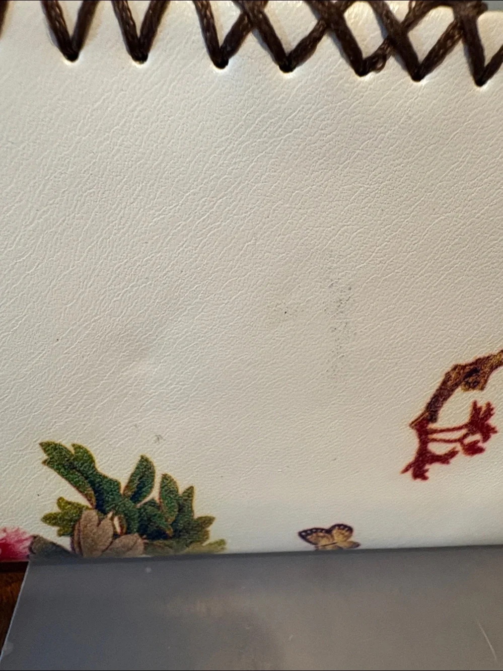 Floral Leather Wallet  long wallet  clutch Pink & Red Peony Print whip stitching